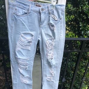 Light wash ripped boyfriend jeans